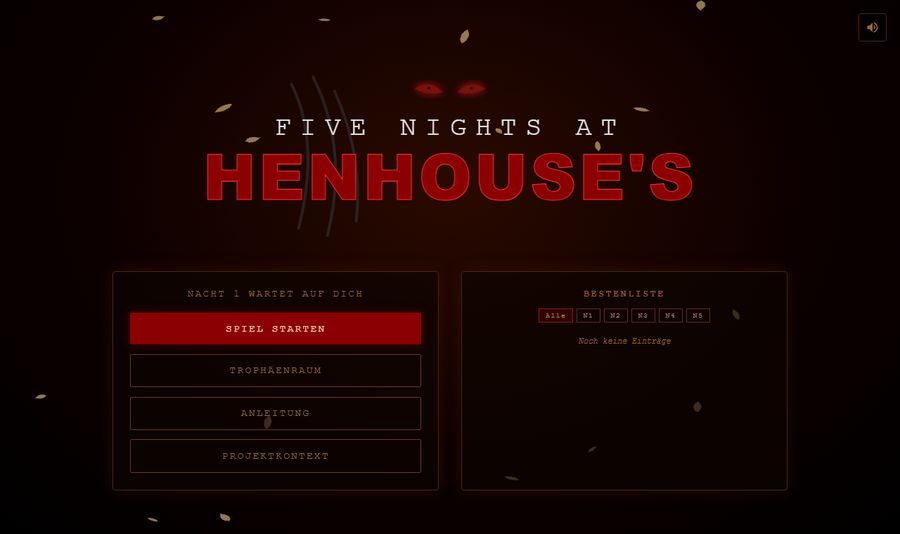 Hauptmenü von Five Nights at Henhouse's